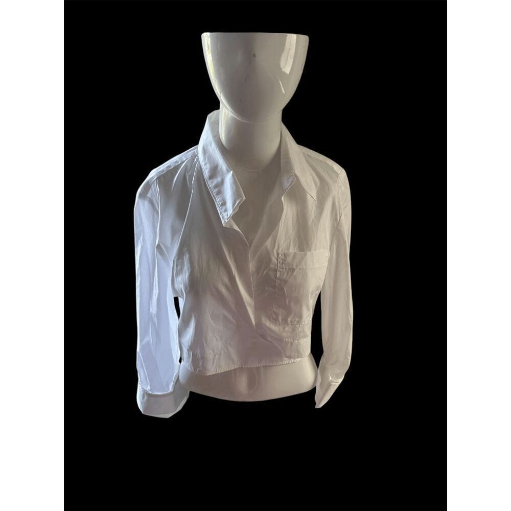 TWP Ty Me Up Crop Shirt Buttons Back Sz M Adjustable Roll Sleeve Tab NWT BLACK